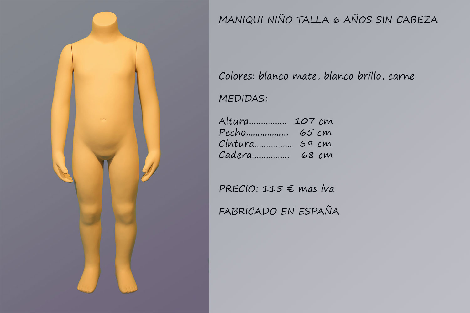 MANIQUIES NIÑO SIN CABEZA