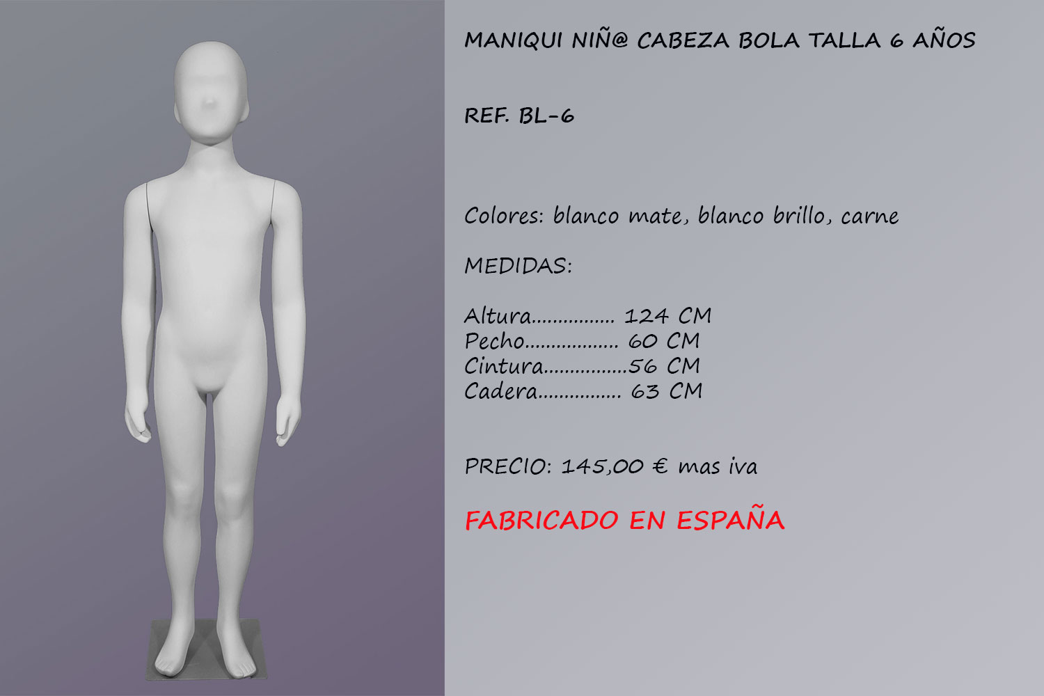 MANIQUIES NIÑO CABEZA ABSTRACTA